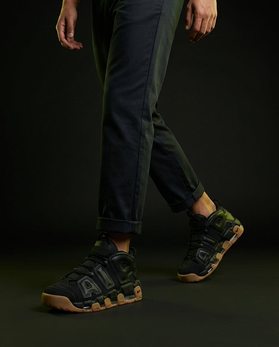 NK Leather Panelled Basketball Trainer Black Gum