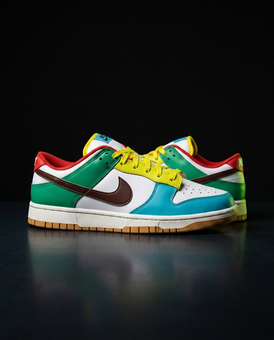 NK Leather Panelled Colour-Block Trainer White Green Blue