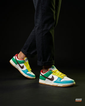 NK Leather Panelled Colour-Block Trainer White Green Blue