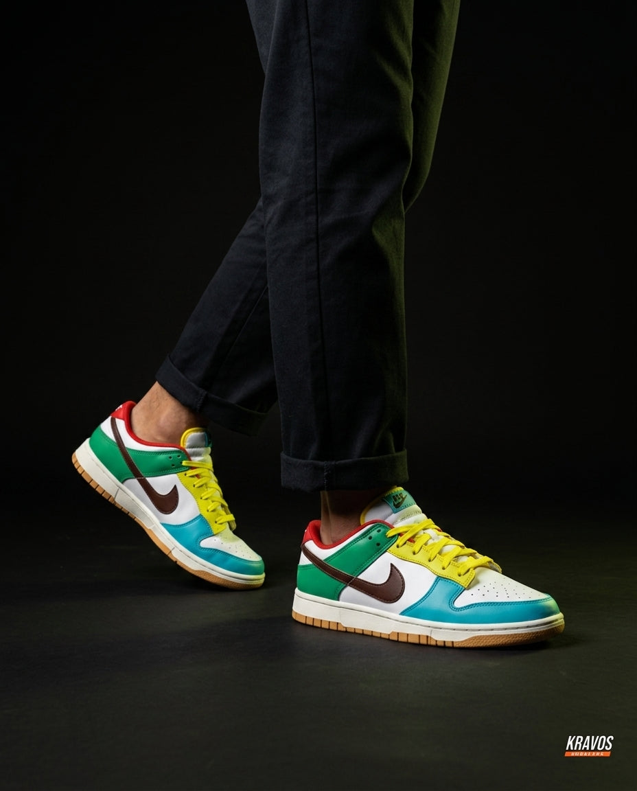NK Leather Panelled Colour-Block Trainer White Green Blue