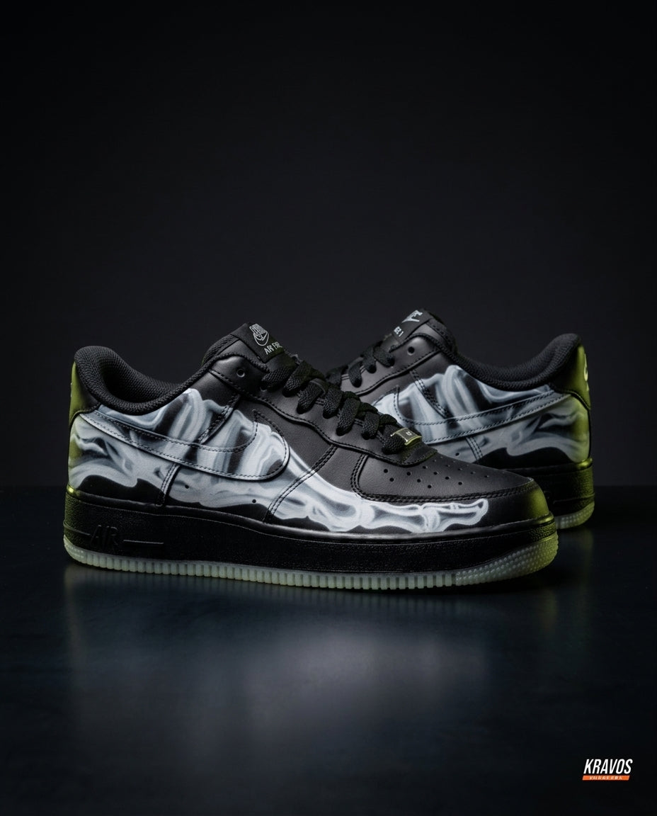 NK Leather Panelled Court Trainer Black Skeleton White