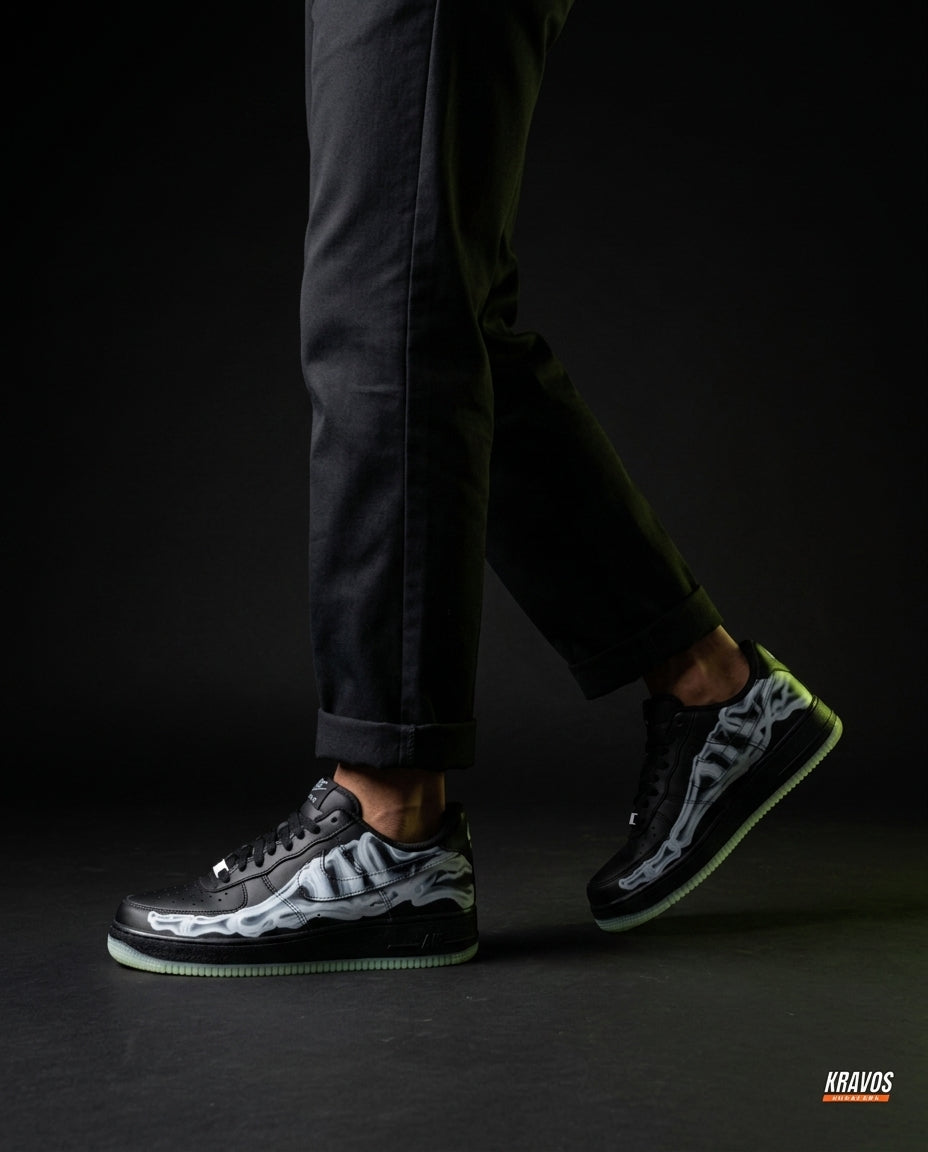 NK Leather Panelled Court Trainer Black Skeleton White