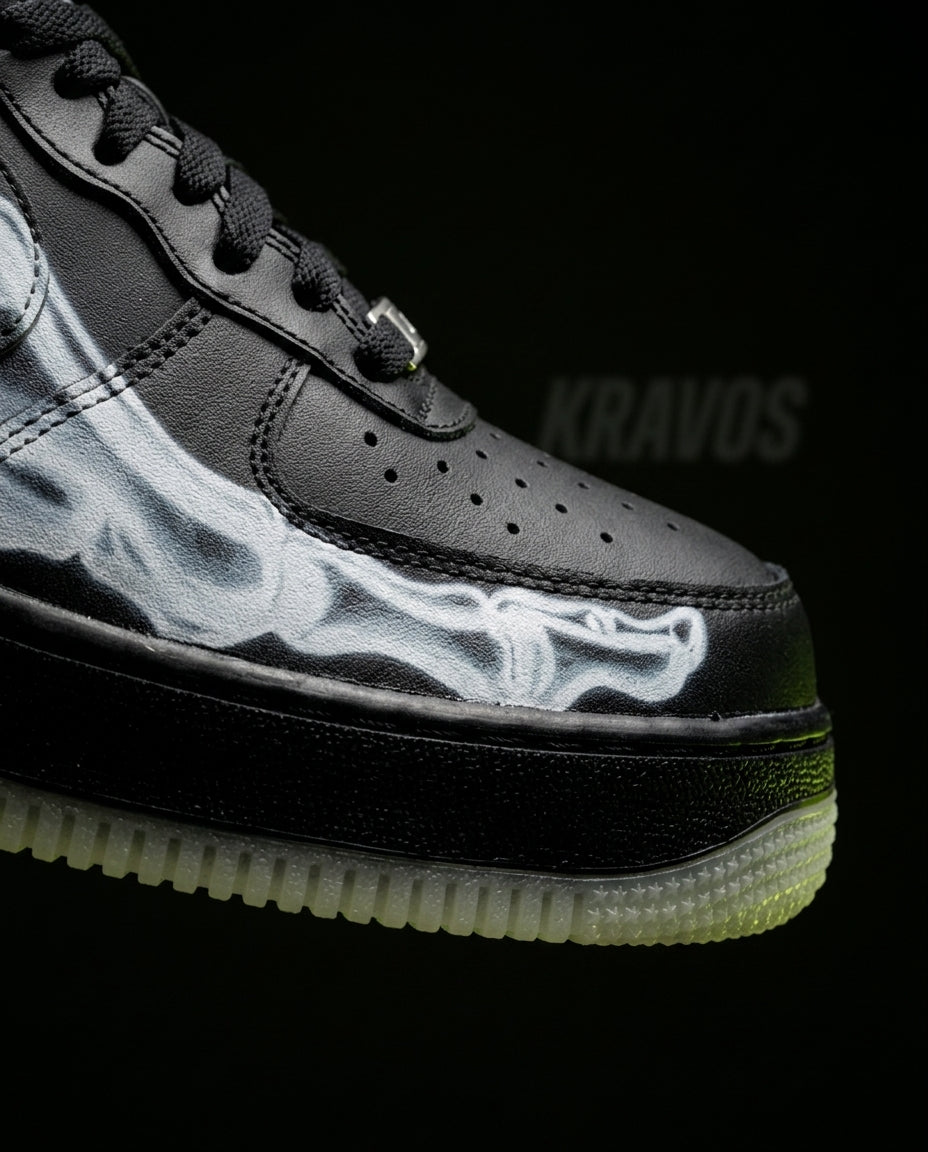 NK Leather Panelled Court Trainer Black Skeleton White