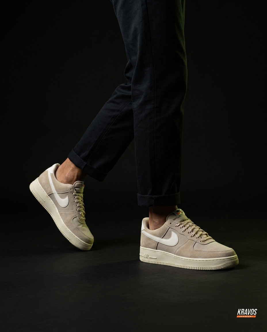 NK Leather Panelled Court Trainer Khaki Cream