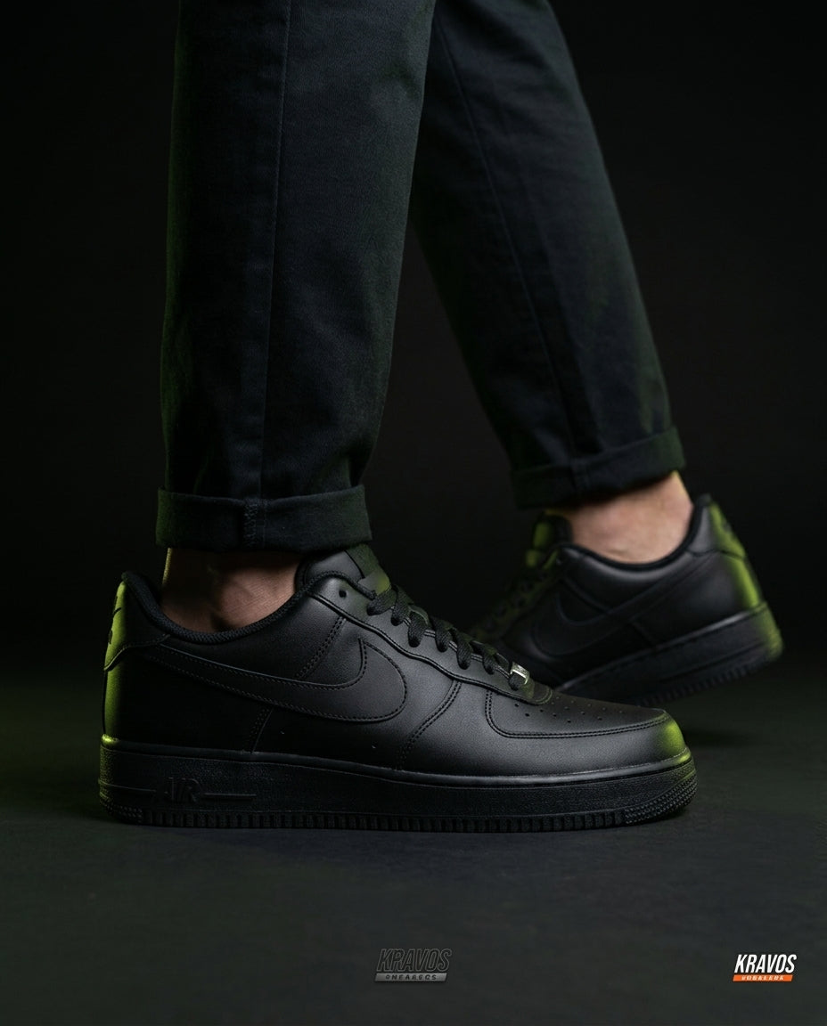 NK Leather Panelled Court Trainer Triple Black