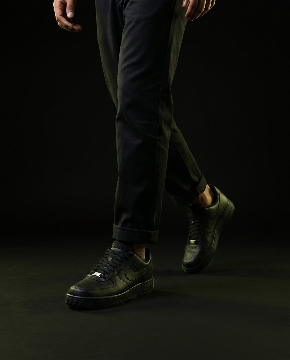 NK Leather Panelled Court Trainer Triple Black