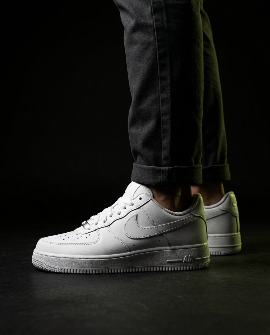 NK Leather Panelled Court Trainer Triple White