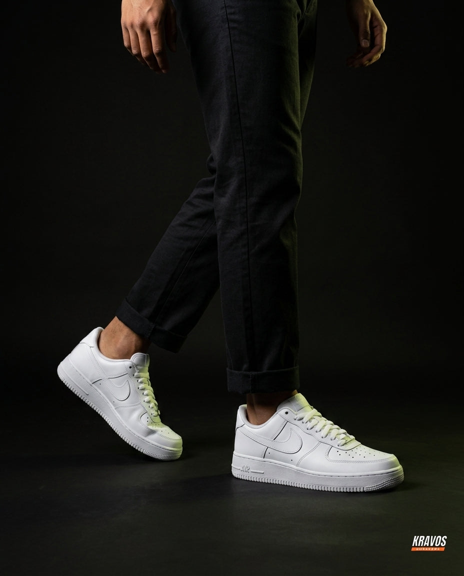NK Leather Panelled Court Trainer Triple White