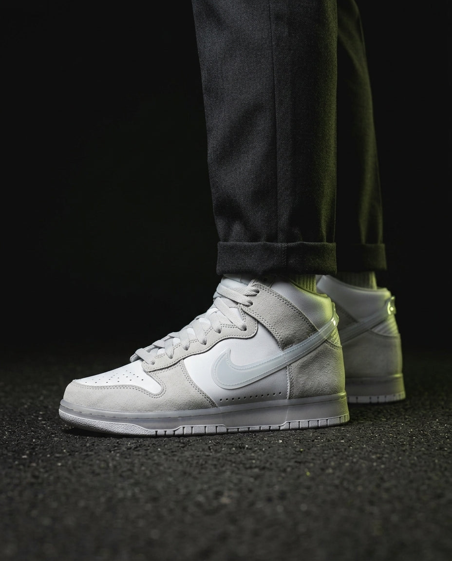 NK Leather Panelled High-Top Trainer