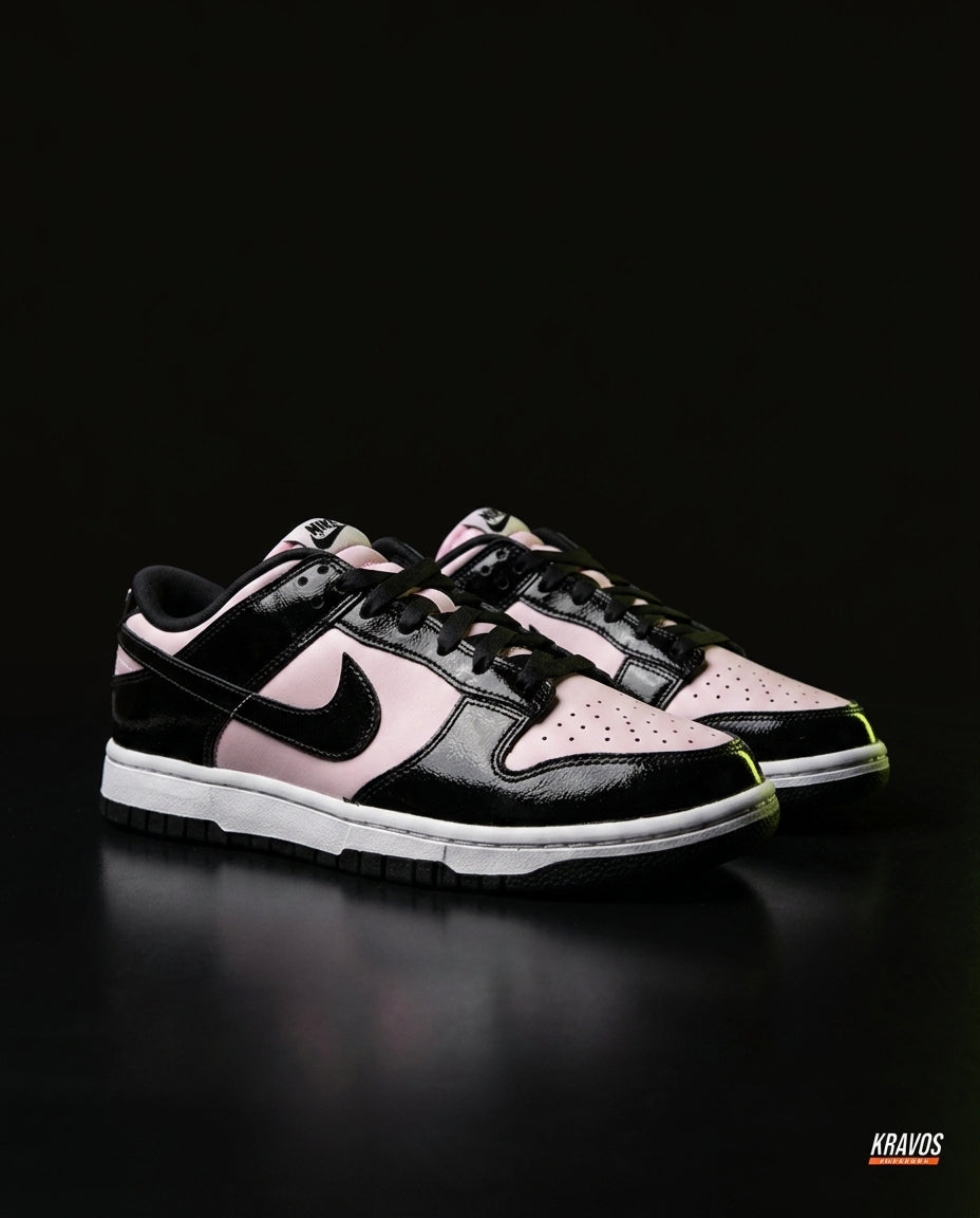 NK Leather Panelled Low Court Trainer Mixed 1 Black Pink Patent