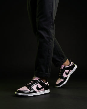 NK Leather Panelled Low Court Trainer Mixed 1 Black Pink Patent