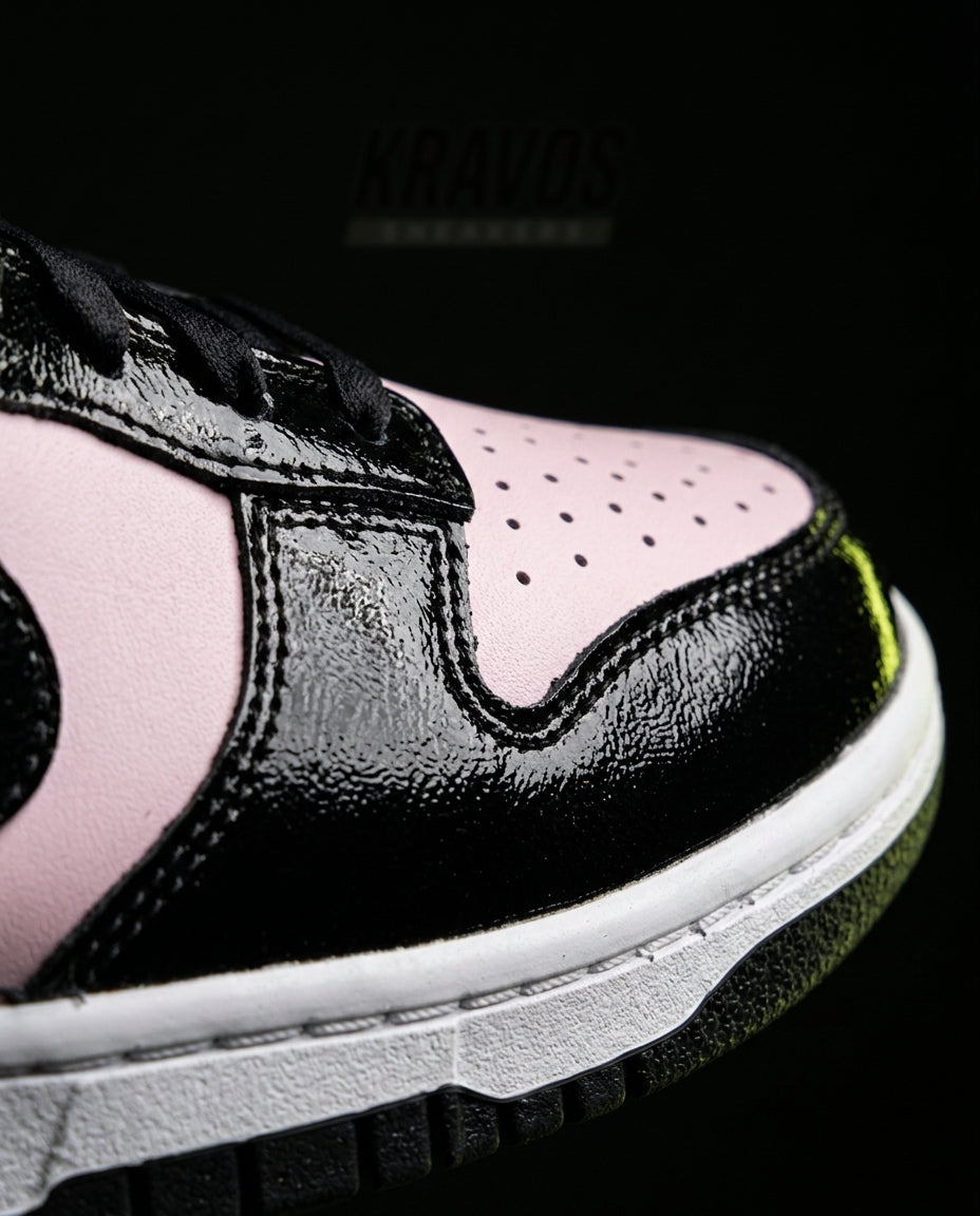 NK Leather Panelled Low Court Trainer Mixed 1 Black Pink Patent