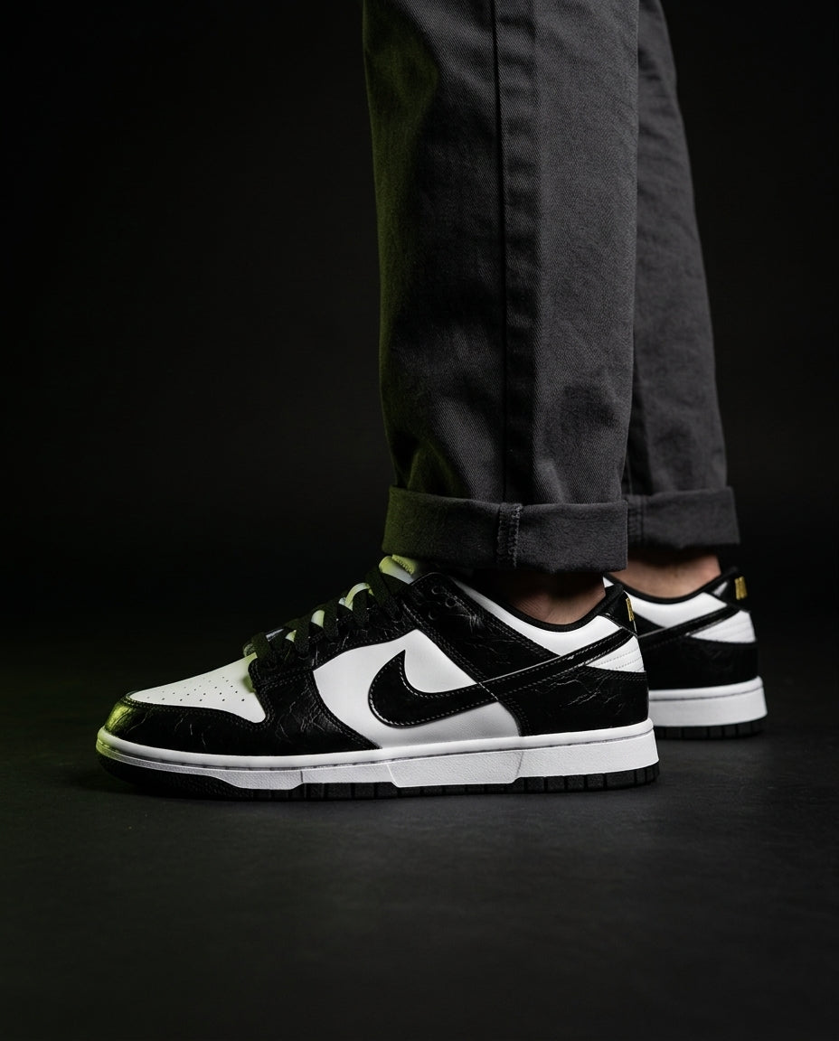 NK Leather Panelled Low Court Trainer Mixed 4 Black White