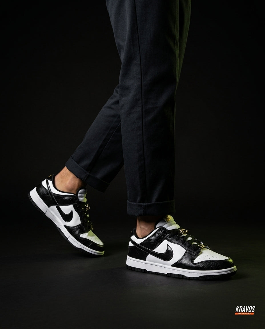 NK Leather Panelled Low Court Trainer Mixed 4 Black White