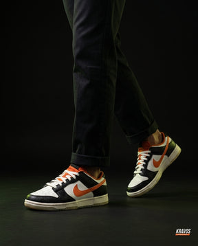 NK Leather Panelled Low Court Trainer Mixed 2 Black White Orange