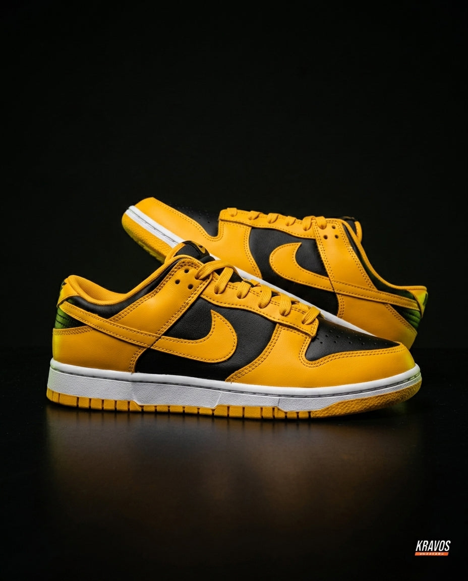 NK Leather Panelled Low Court Trainer Mixed 2 Black Yellow