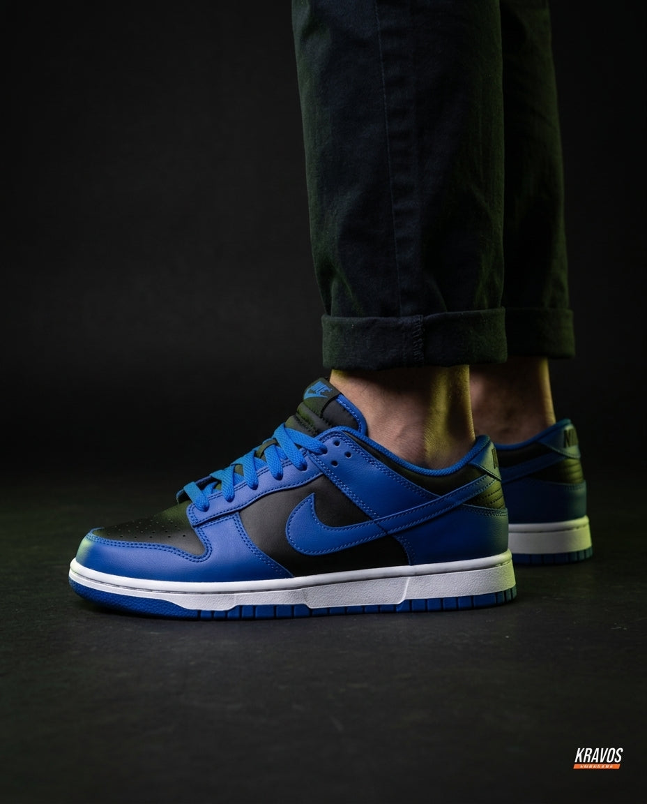 NK Leather Panelled Low Court Trainer Blue Blue Black