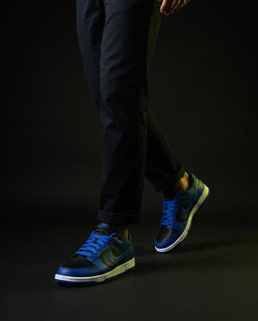 NK Leather Panelled Low Court Trainer Blue Blue Black