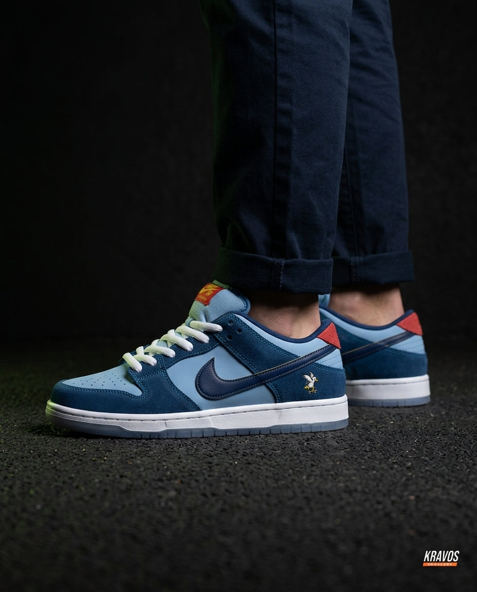 NK Leather Panelled Low Court Trainer Blue Blue Navy White