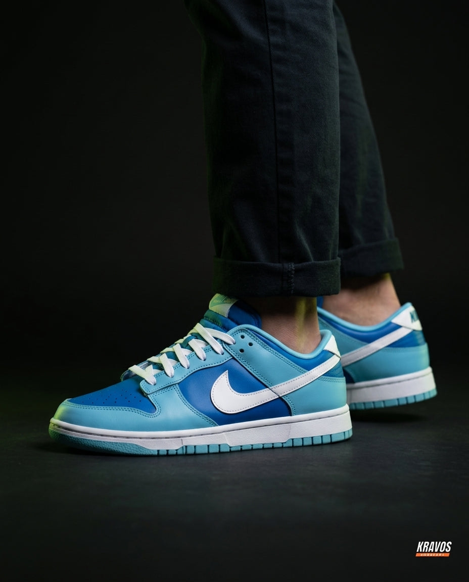 NK Leather Panelled Low Court Trainer Blue Blue White