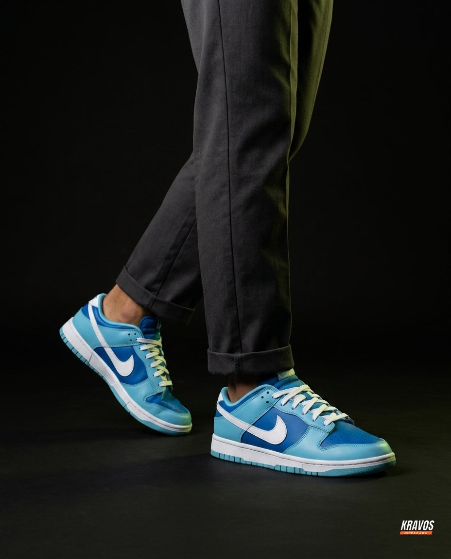 NK Leather Panelled Low Court Trainer Blue Blue White