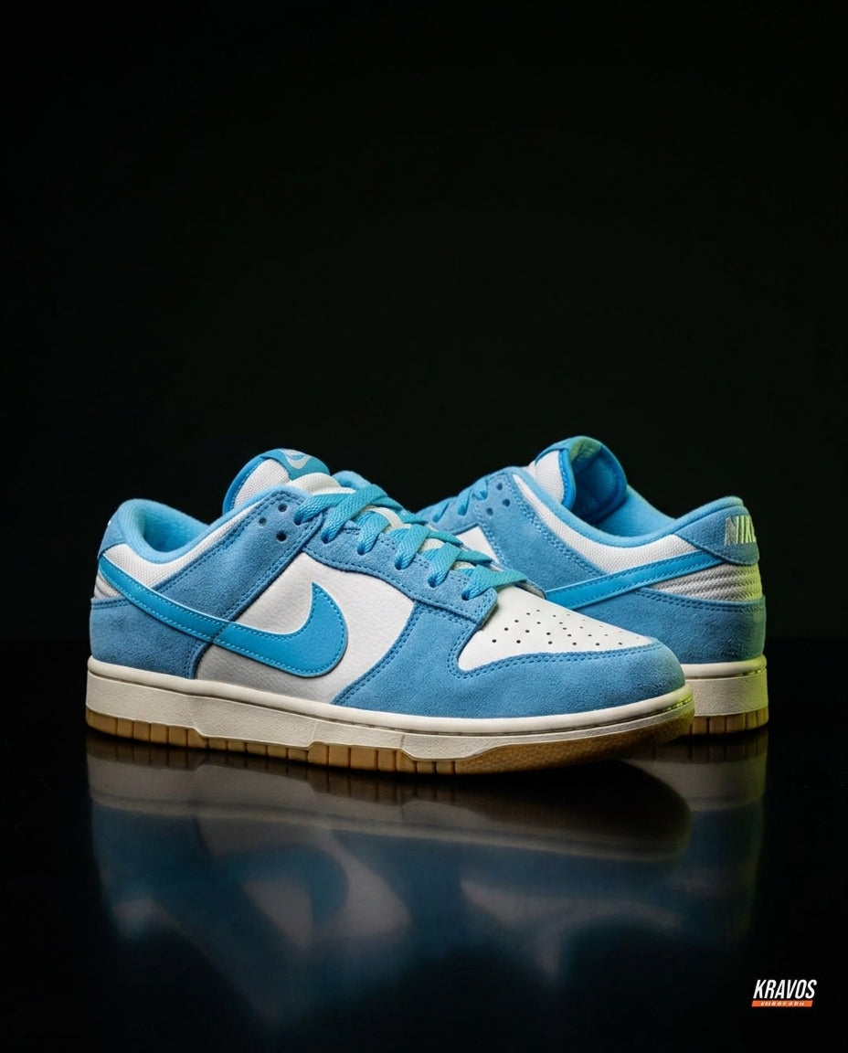 NK Leather Panelled Low Court Trainer Blue Blue White Gum
