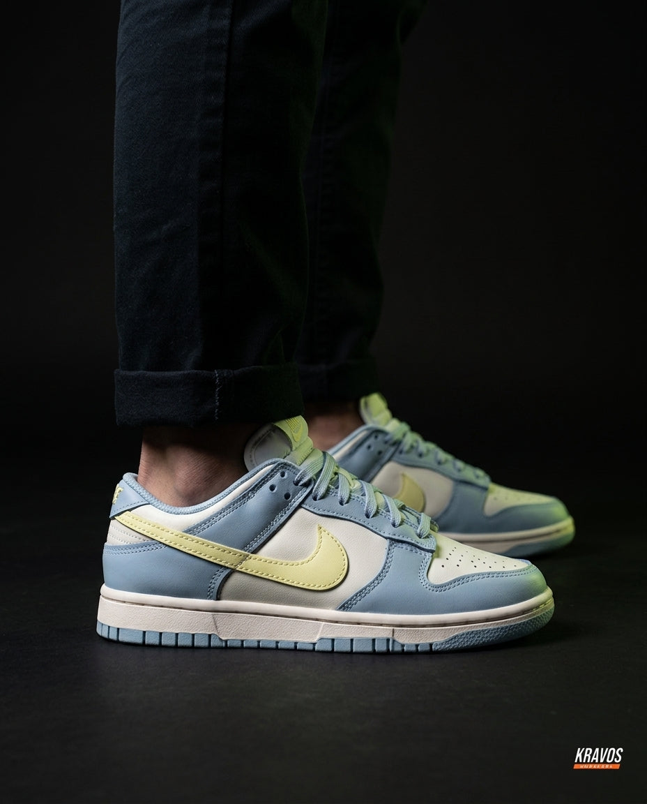 NK Leather Panelled Low Court Trainer Mixed 3 Blue White Yellow