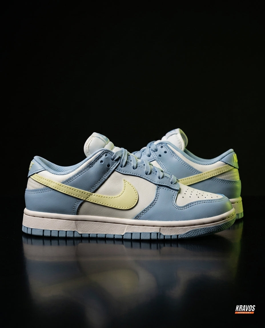 NK Leather Panelled Low Court Trainer Mixed 3 Blue White Yellow