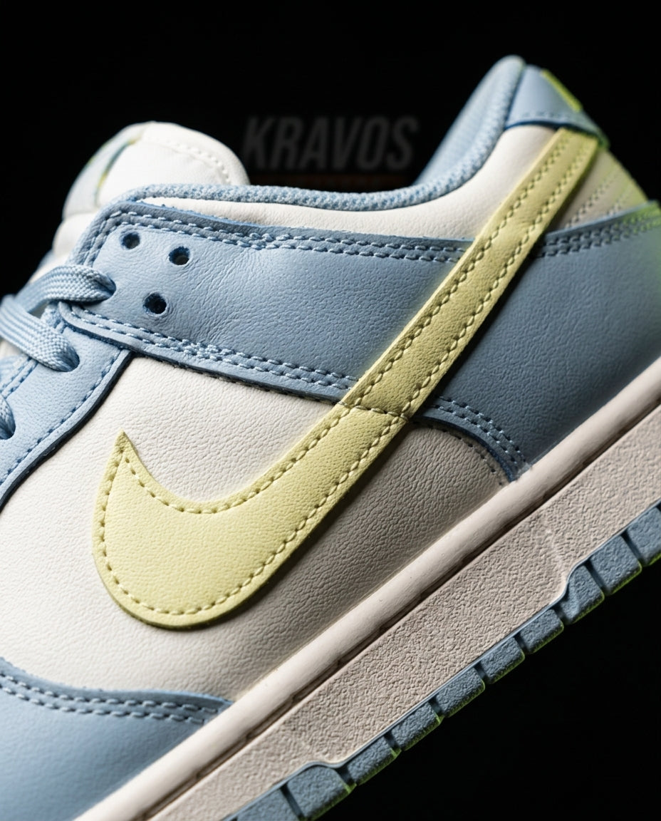 NK Leather Panelled Low Court Trainer Mixed 3 Blue White Yellow