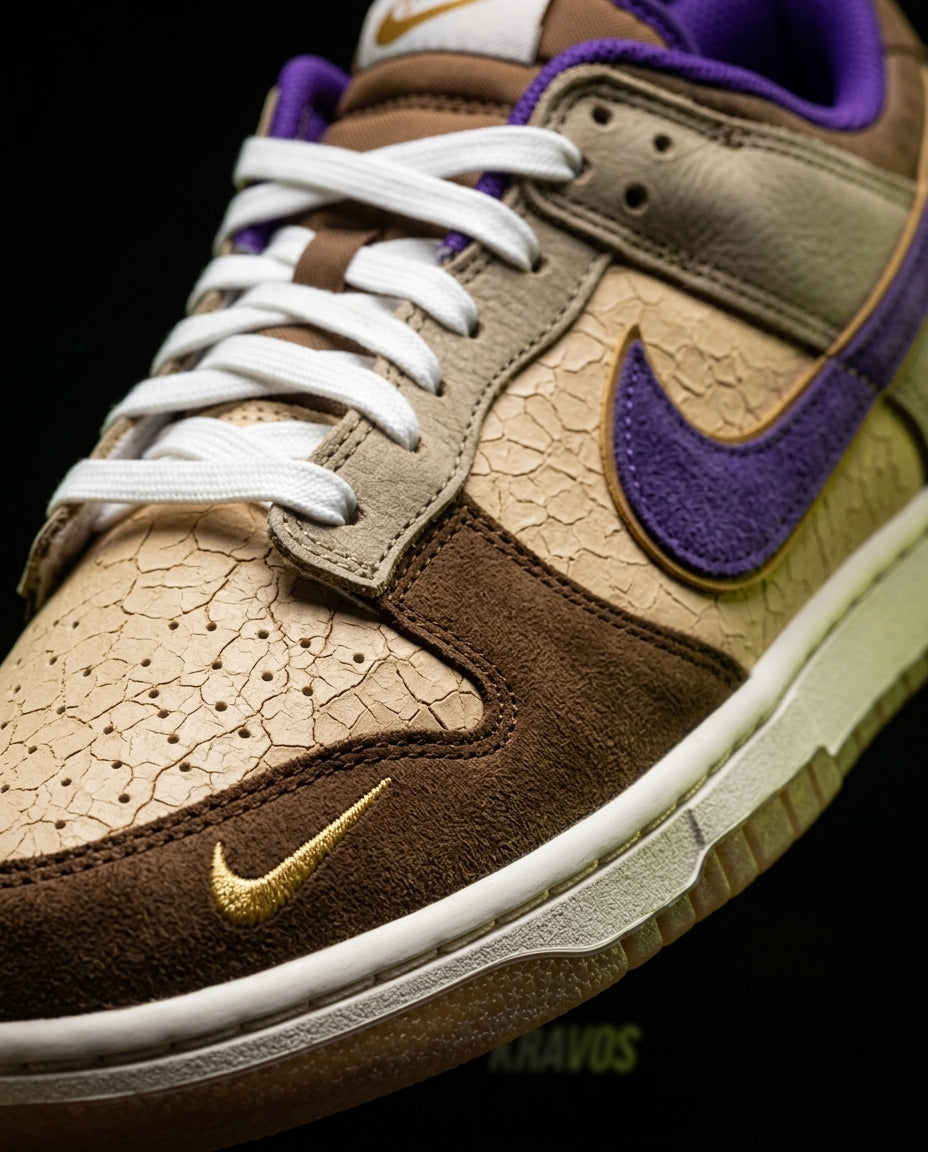 NK Leather Panelled Low Court Trainer Mixed 3 Brown Purple Tan