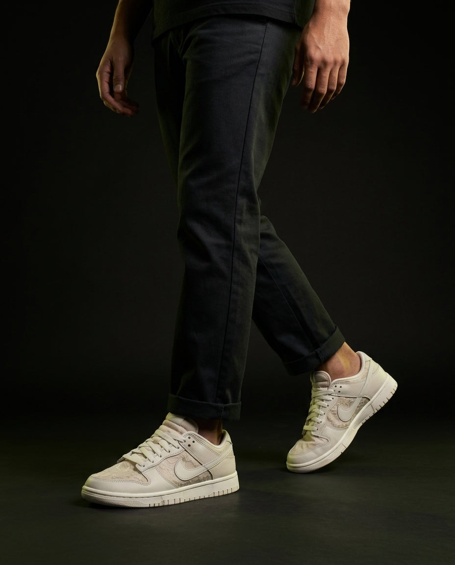 NK Leather Panelled Low Court Trainer Cream Cream Beige