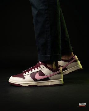 NK Leather Panelled Low Court Trainer Cream Cream Burgundy Pink