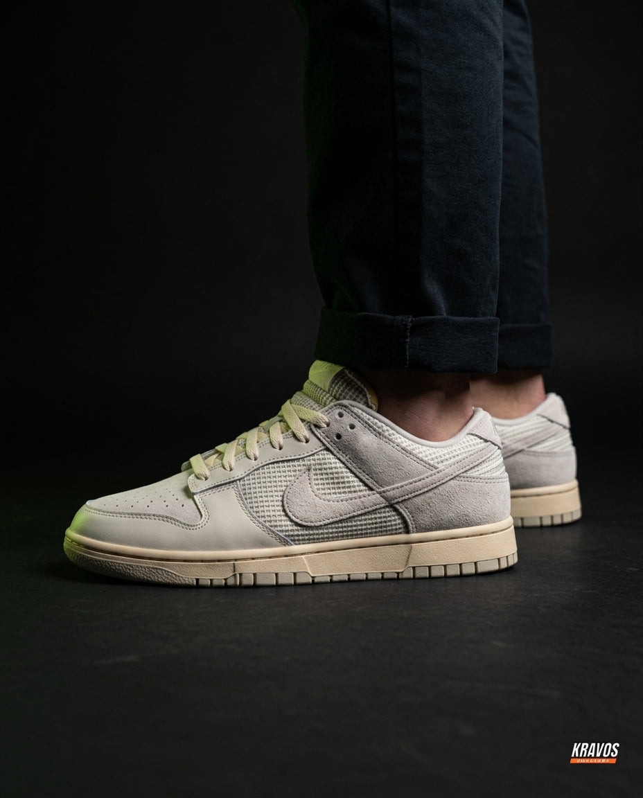 NK Leather Panelled Low Court Trainer Cream Cream Grey
