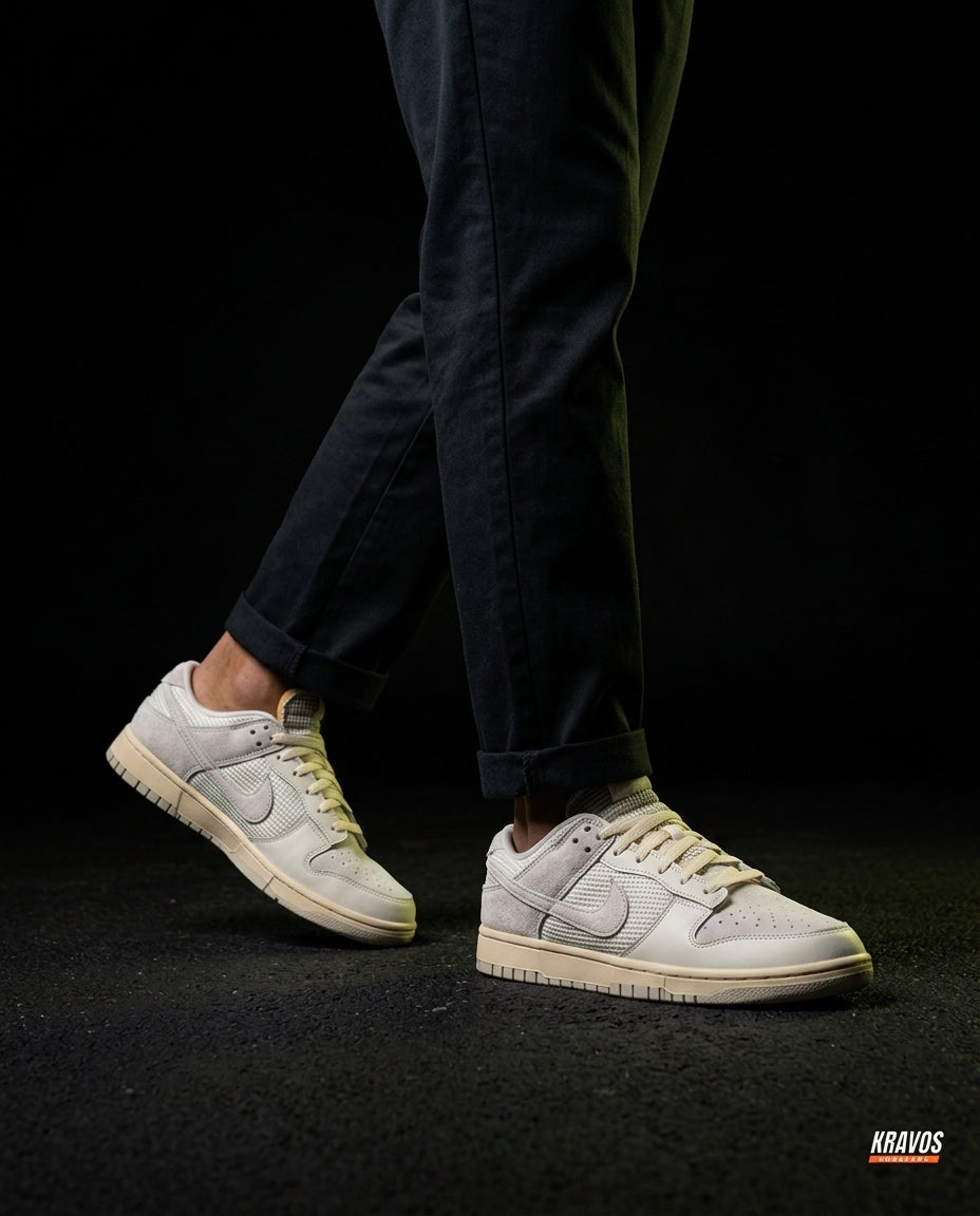 NK Leather Panelled Low Court Trainer Cream Cream Grey