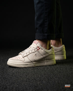 NK Leather Panelled Low Court Trainer Cream Cream Red
