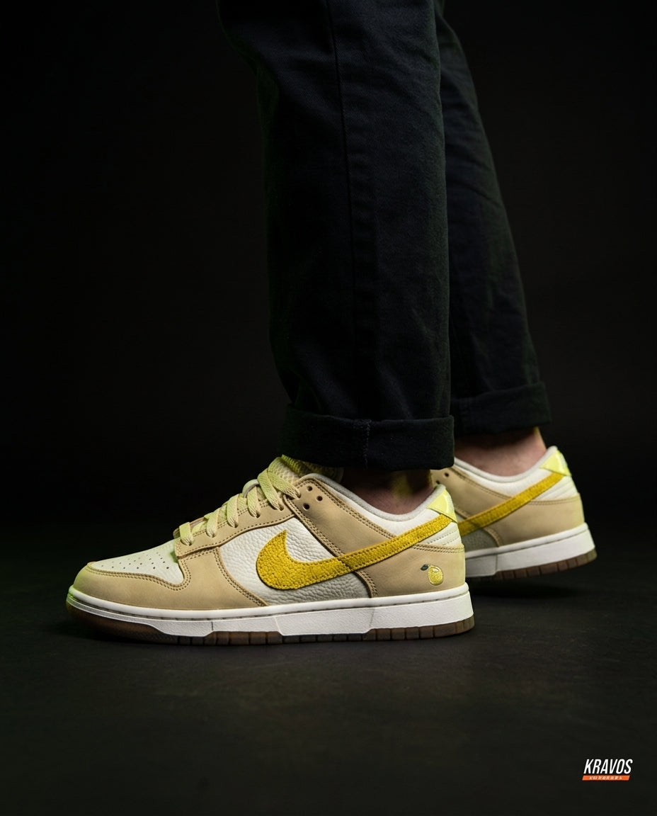 NK Leather Panelled Low Court Trainer Cream Cream Yellow Gum