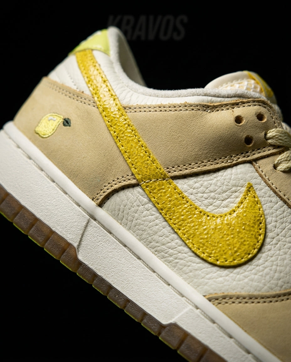 NK Leather Panelled Low Court Trainer Cream Cream Yellow Gum