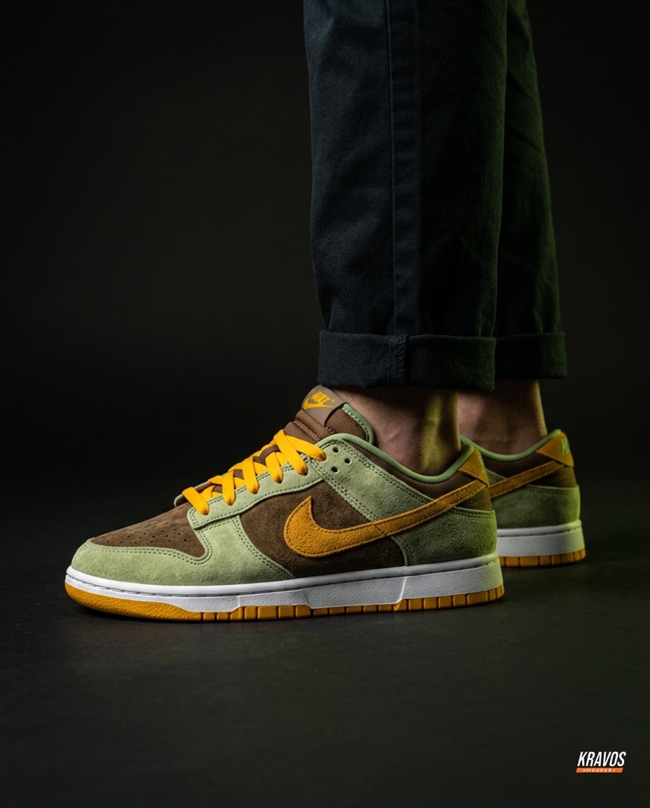 NK Leather Panelled Low Court Trainer Mixed 1 Green Brown Yellow