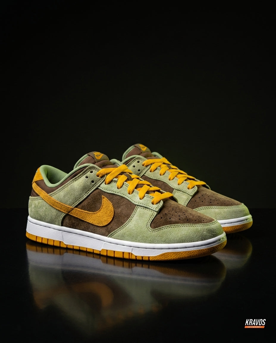NK Leather Panelled Low Court Trainer Mixed 1 Green Brown Yellow