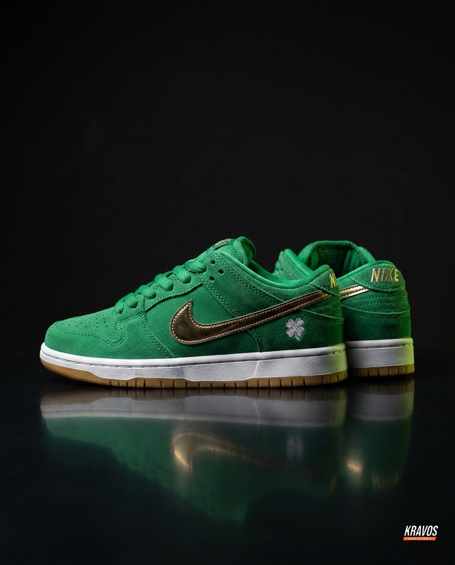 NK Leather Panelled Low Court Trainer Green Green Gum