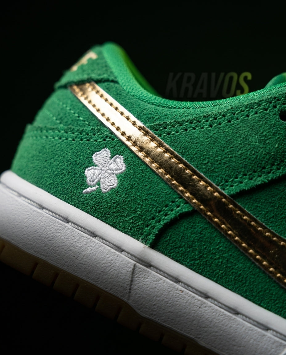 NK Leather Panelled Low Court Trainer Green Green Gum
