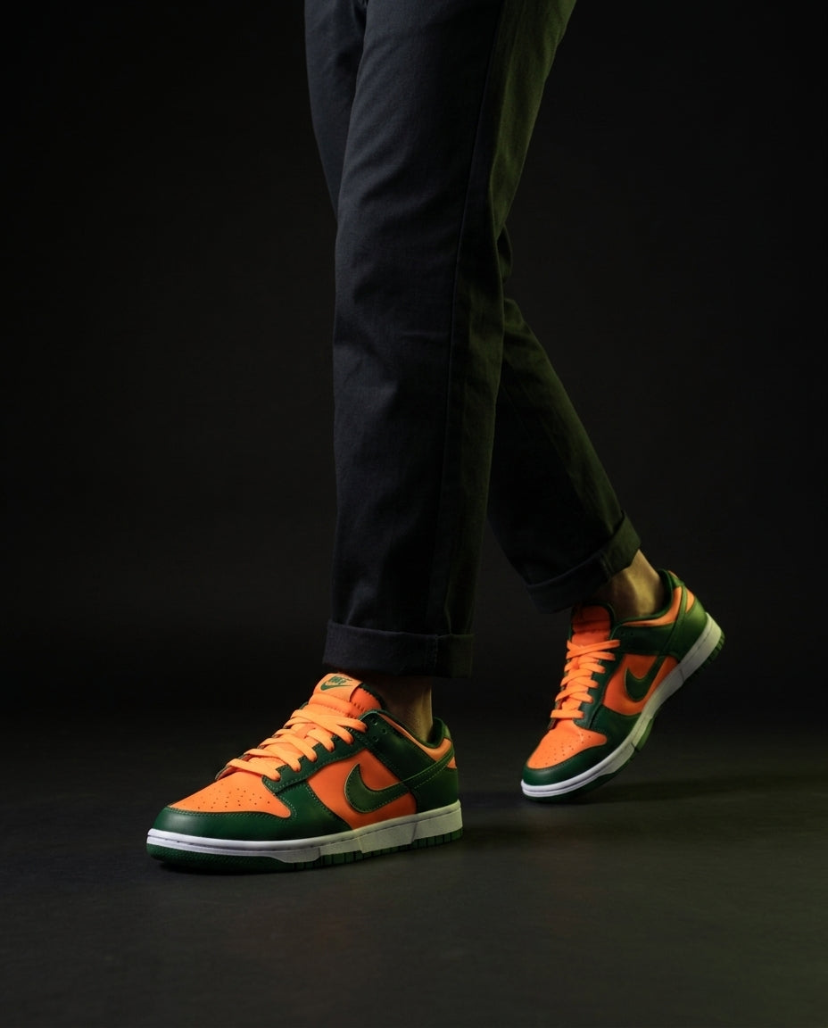 NK Leather Panelled Low Court Trainer Mixed 2 Green Orange