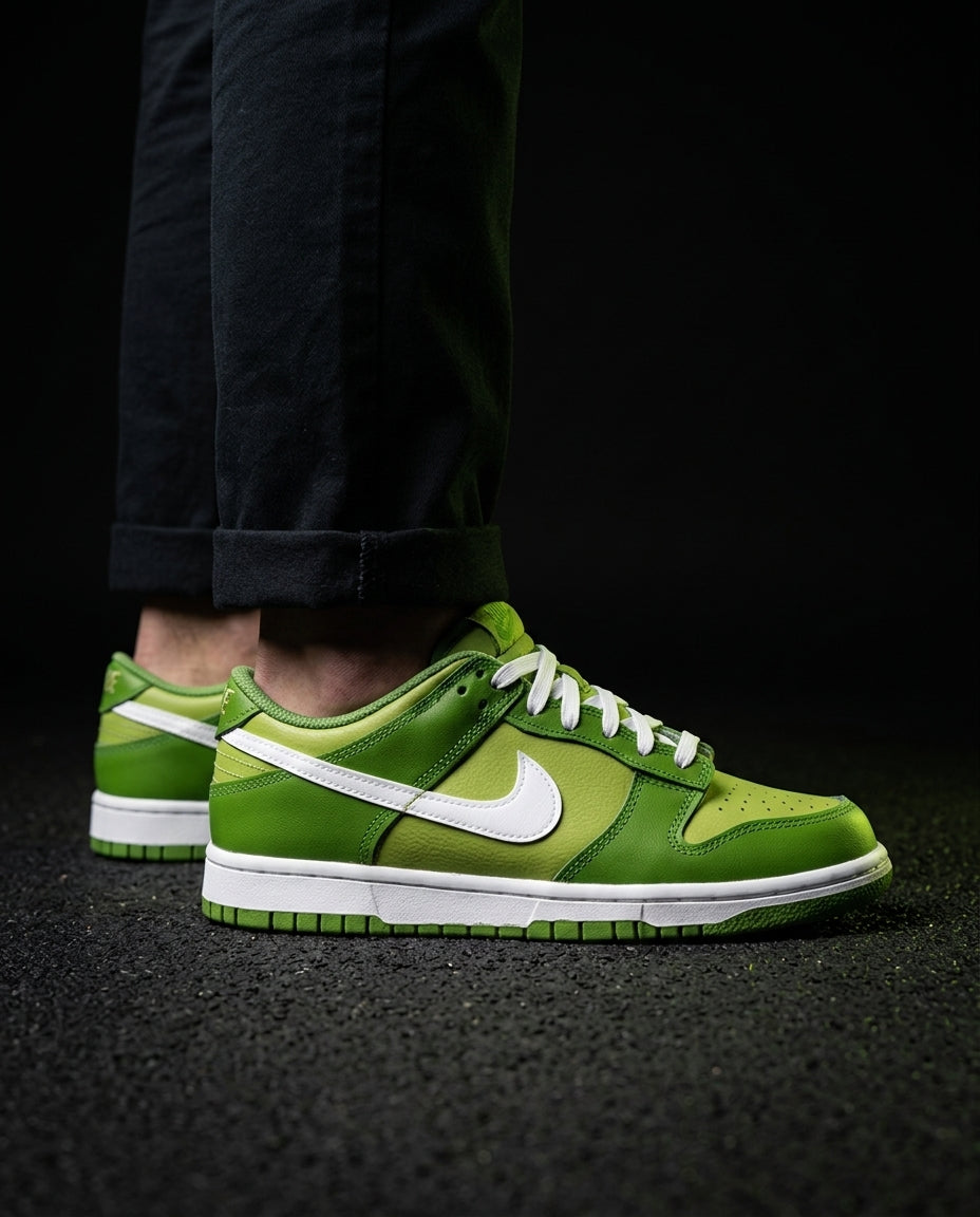 NK Leather Panelled Low Court Trainer Green Green White