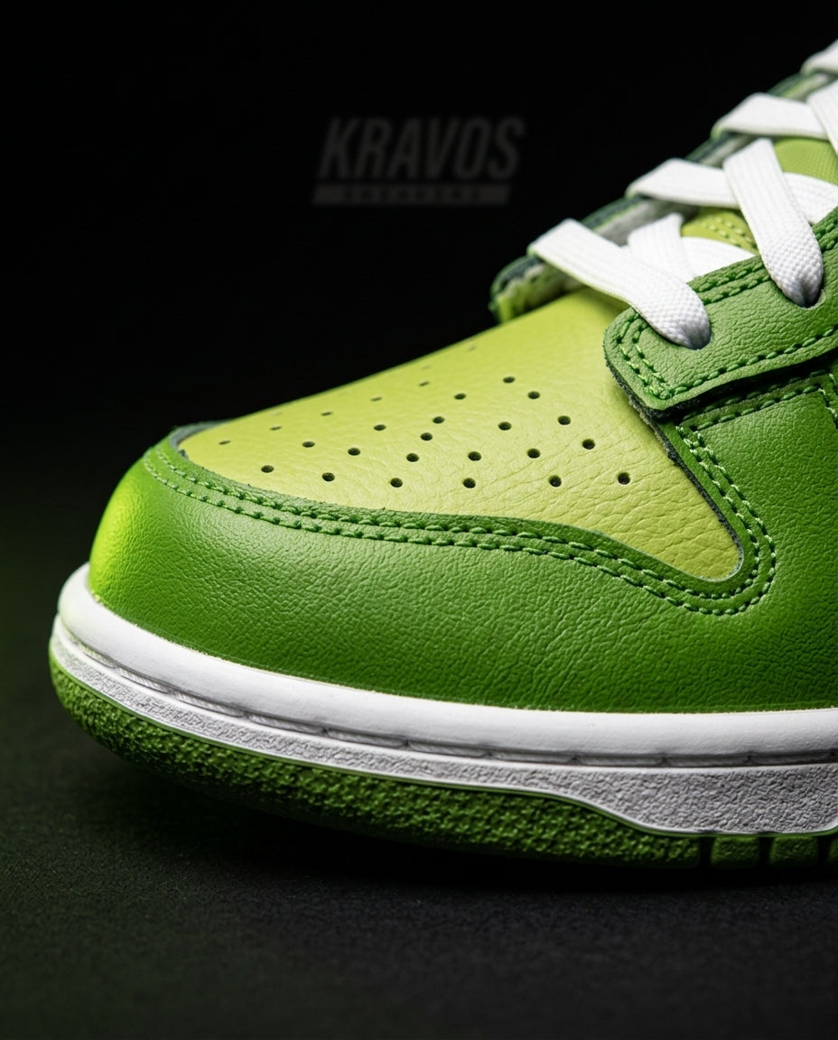 NK Leather Panelled Low Court Trainer Green Green White