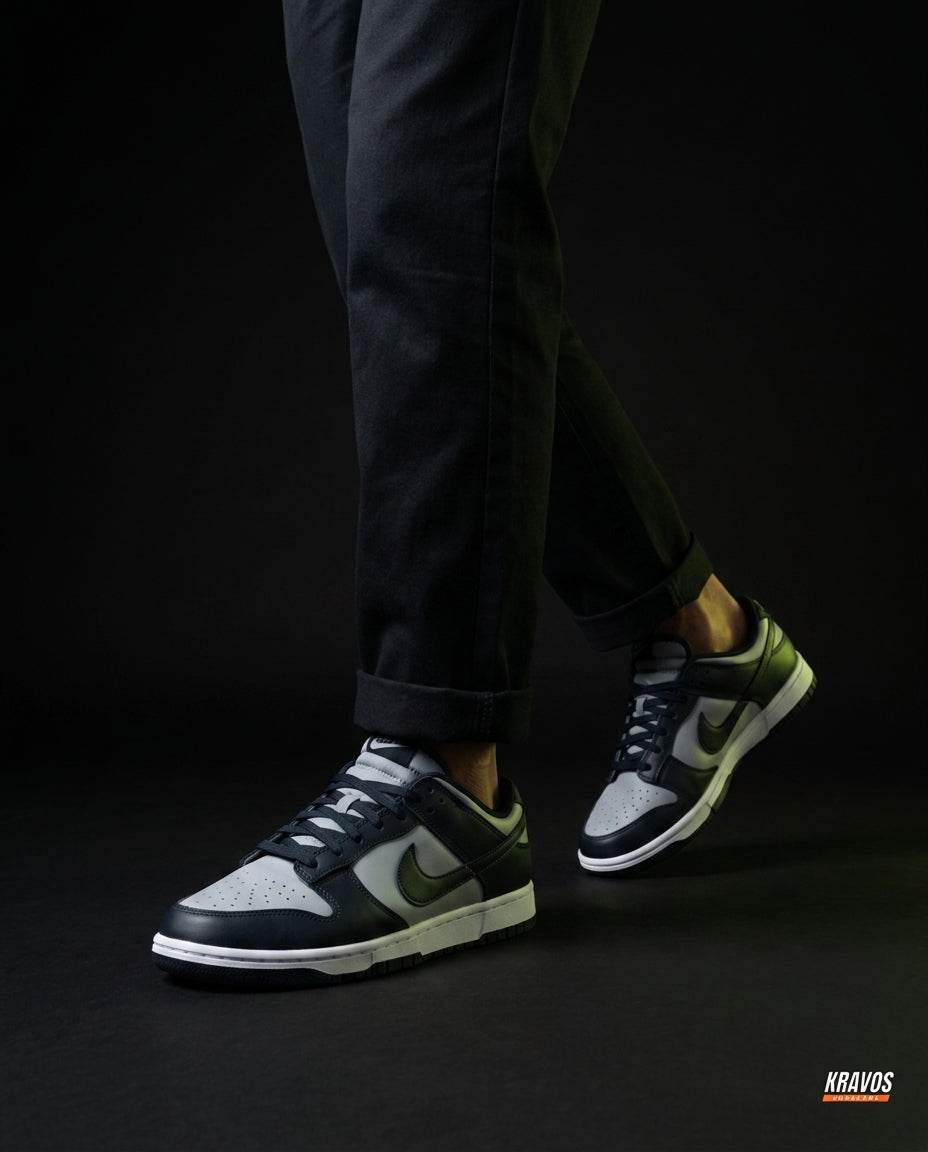 NK Leather Panelled Low Court Trainer Mixed 1 Grey Black