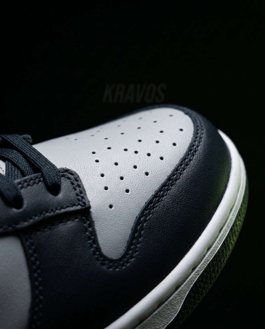 NK Leather Panelled Low Court Trainer Mixed 1 Grey Black