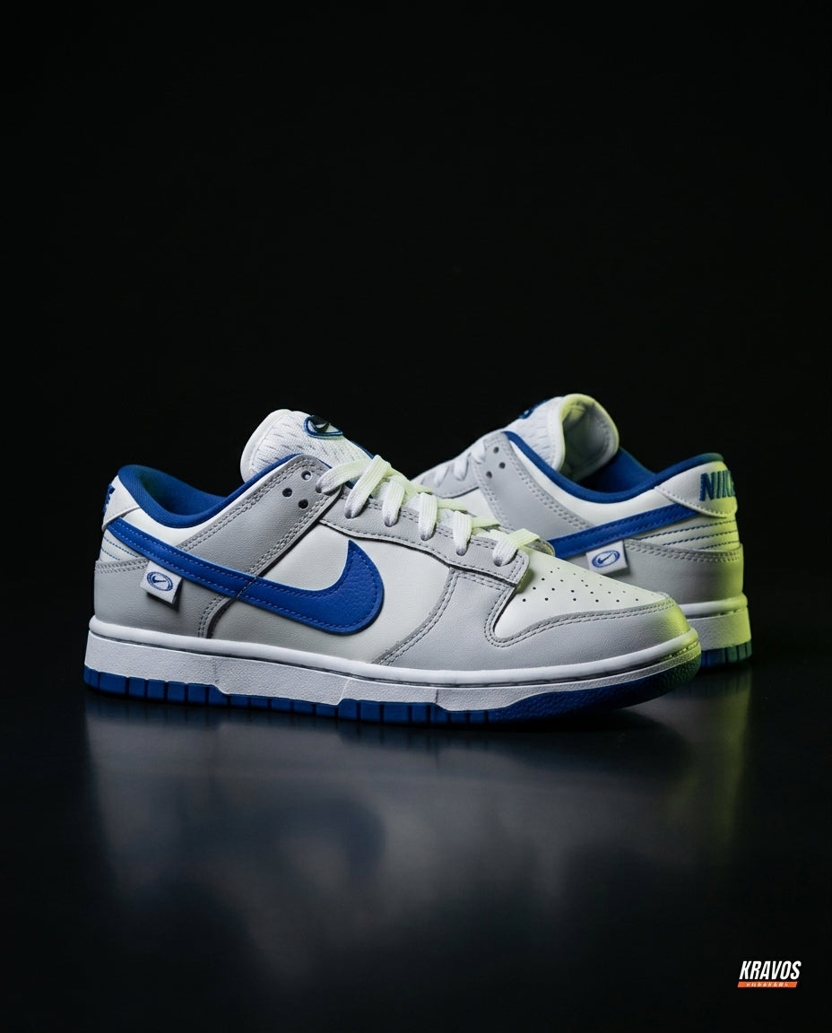 NK Leather Panelled Low Court Trainer Grey Grey Blue White