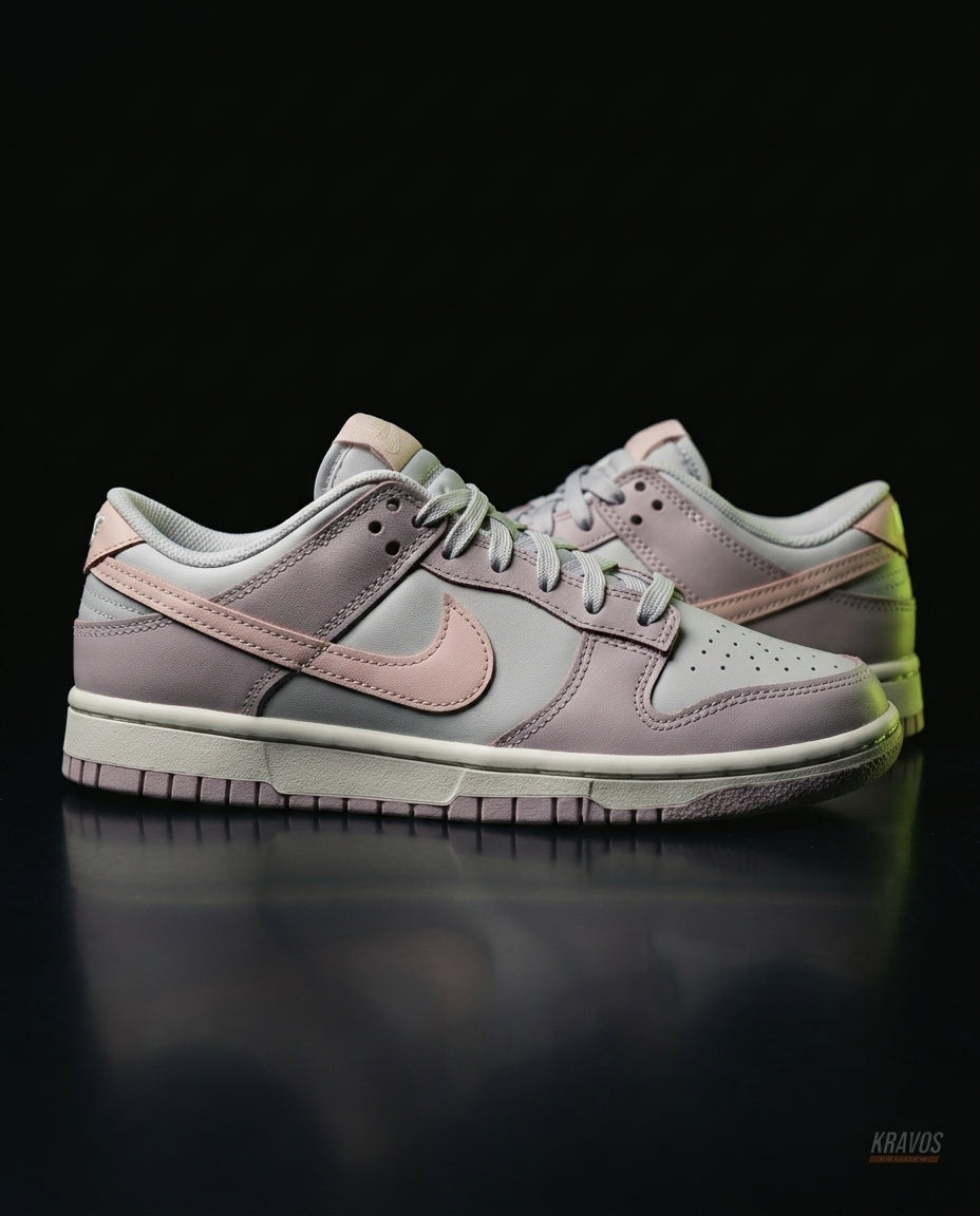 NK Leather Panelled Low Court Trainer Grey Grey Pink