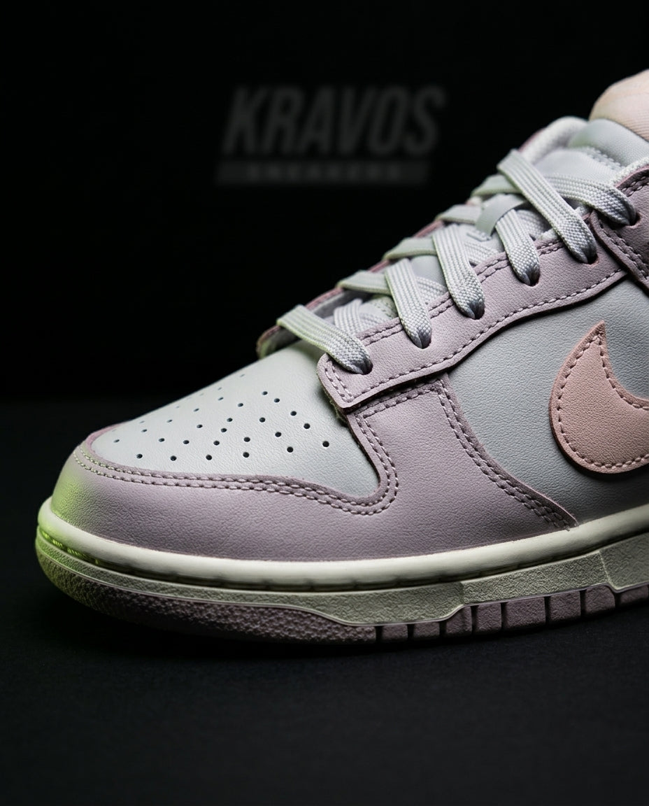 NK Leather Panelled Low Court Trainer Grey Grey Pink