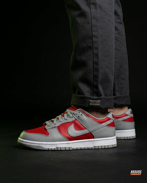 NK Leather Panelled Low Court Trainer Mixed 4 Grey Red